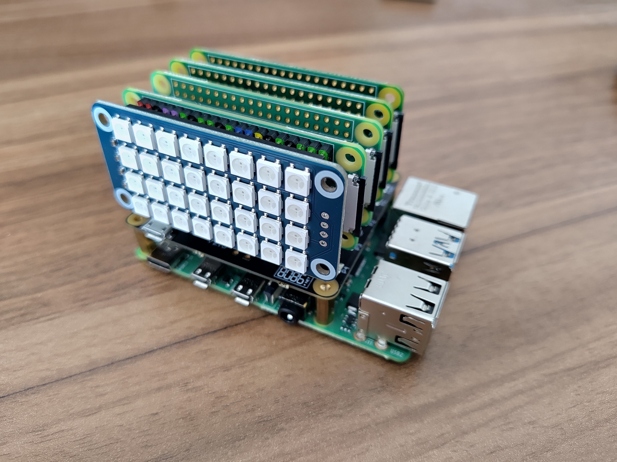Disconnected cluster with Pi4 and 4 Pi Zeroes